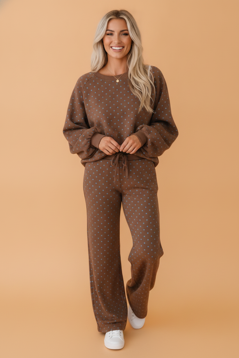 Polka Dot Top & Wide Leg Pant Set detail