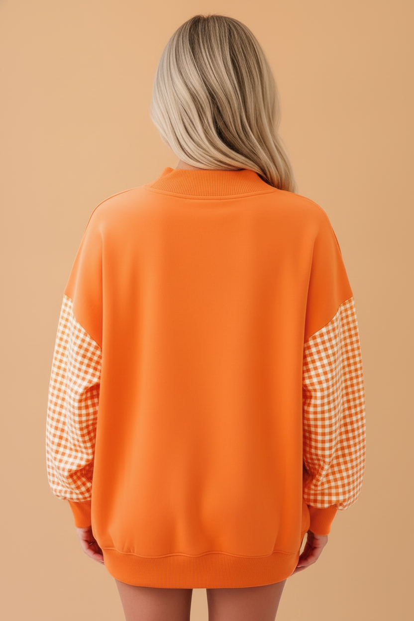 Gingham Oversized Pullover Sweatshirt detail