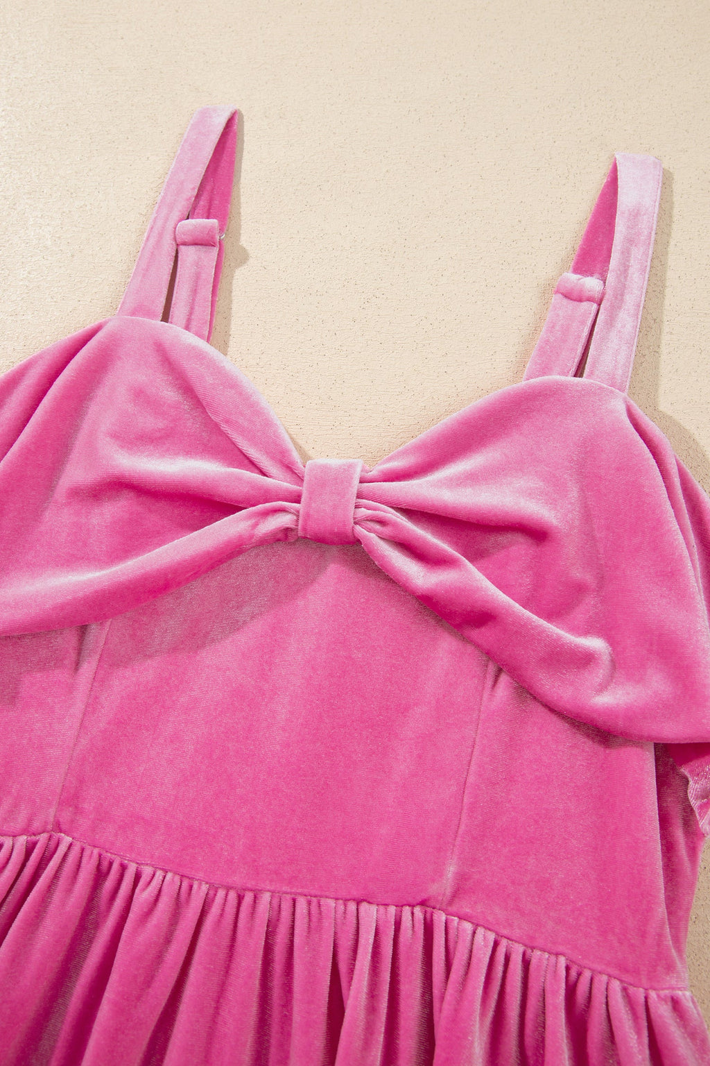 Velvet Sweetheart Neck Mini Dress in sachet pink, close-up