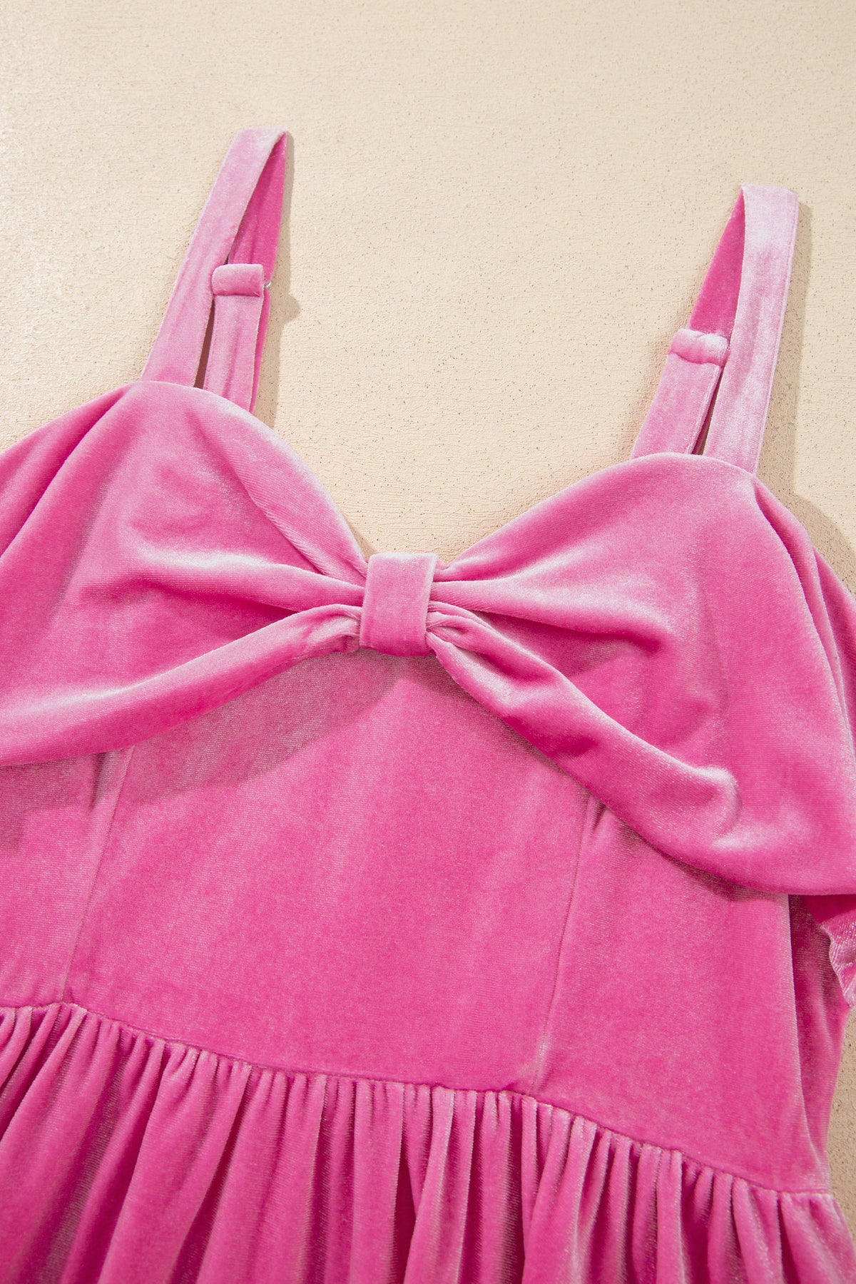 Velvet Sweetheart Neck Mini Dress in sachet pink, close-up