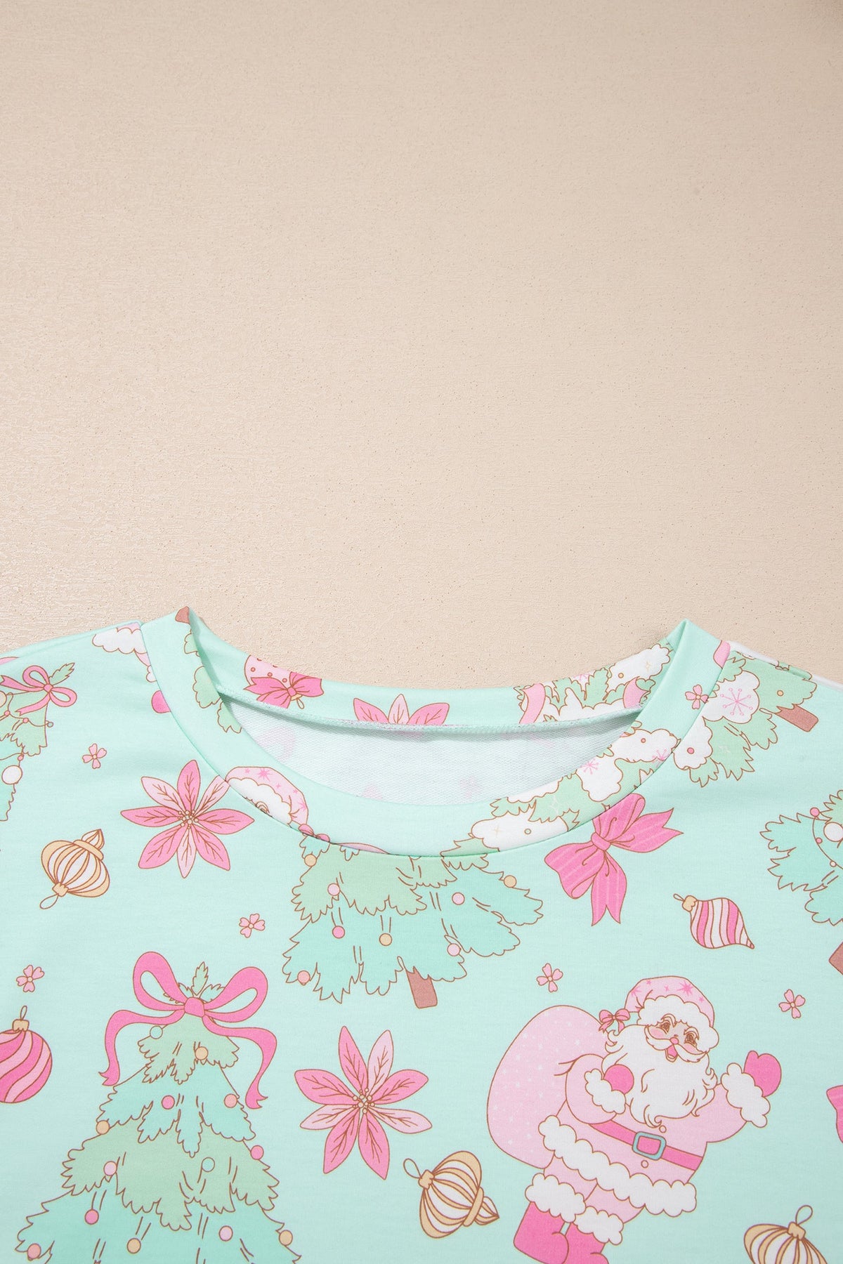Christmas Santa Tree Pajama Set in green, back view