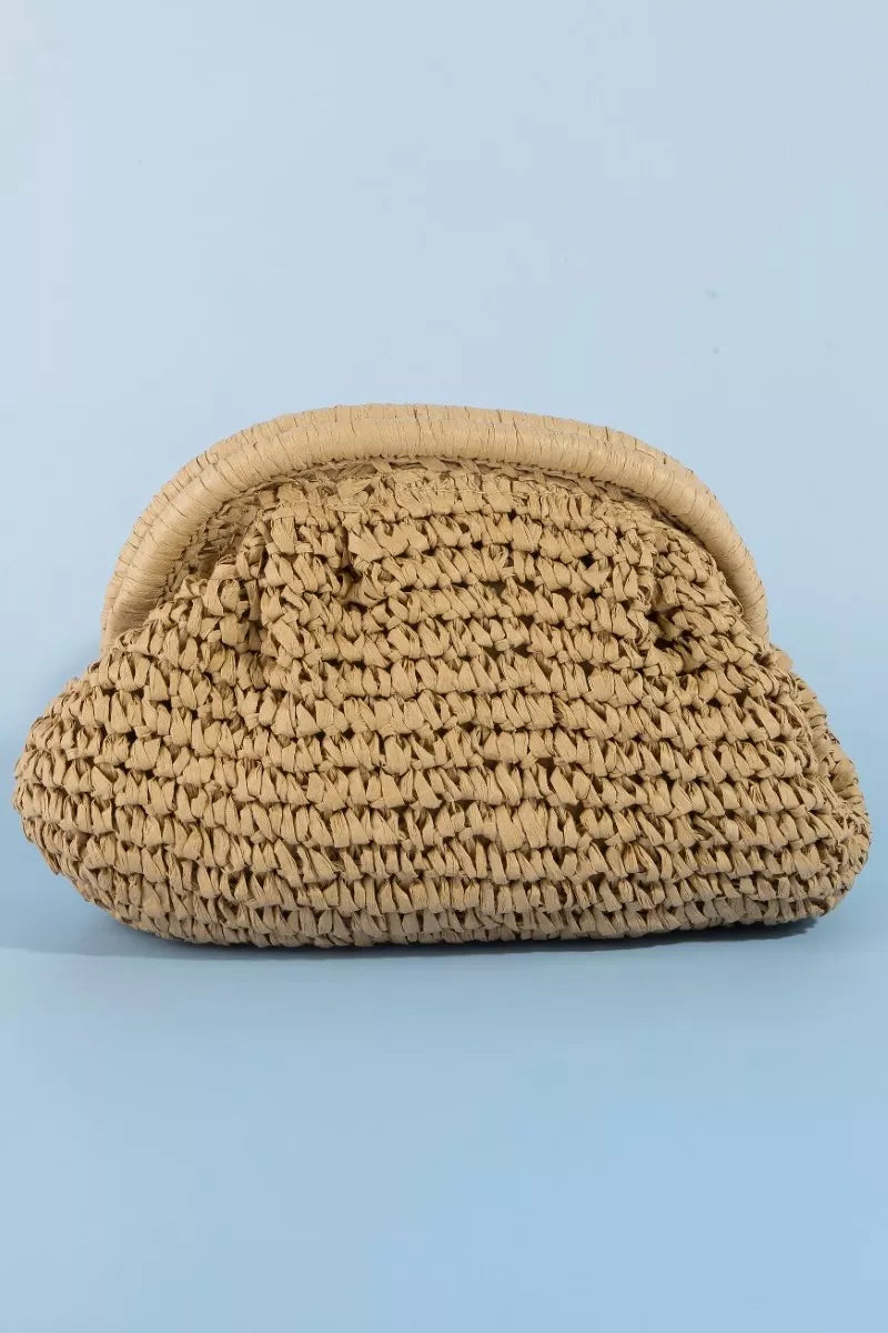 Fame Woven Raffia Frame Shoulder Bag - styled summer outfit view