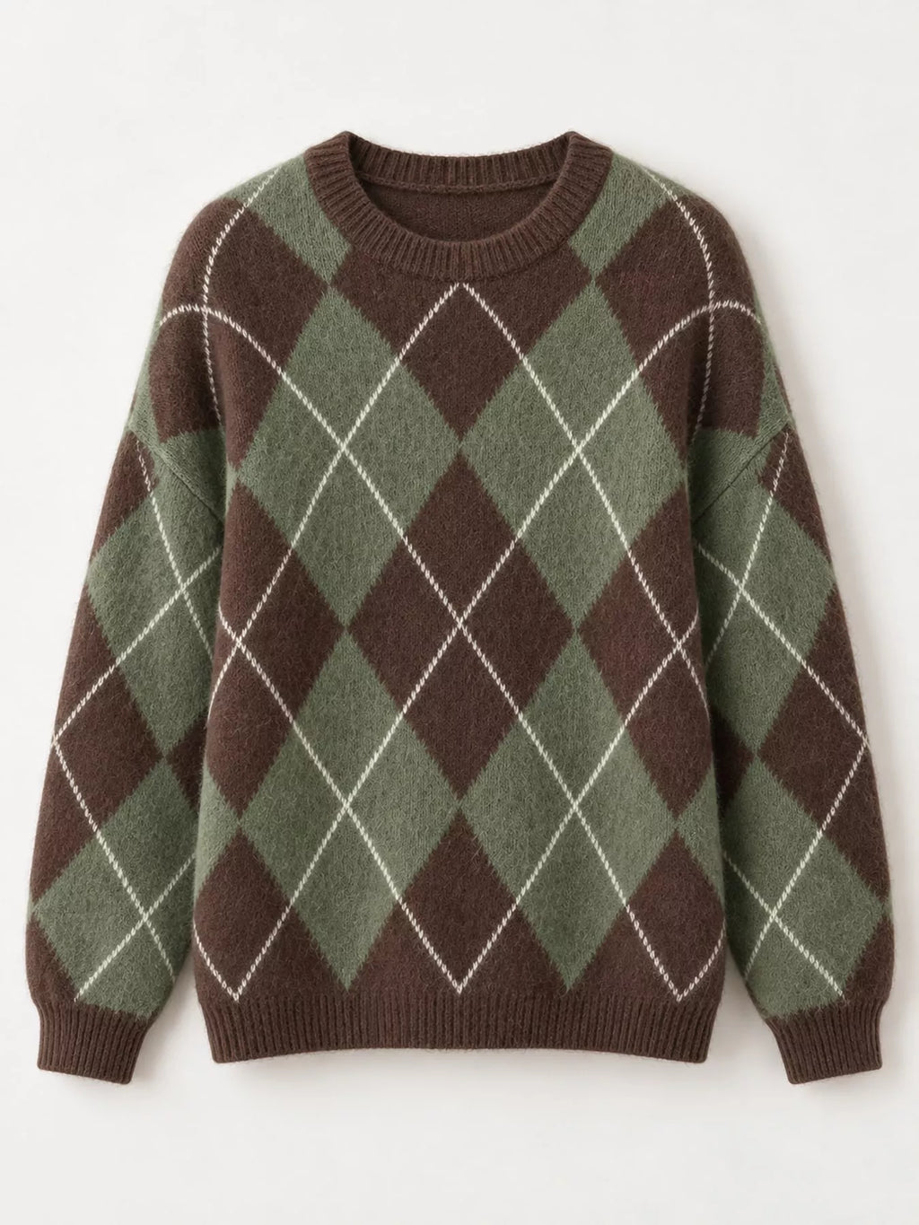 Argyle fuzzy knit sweater, women's relaxed fit - view 25