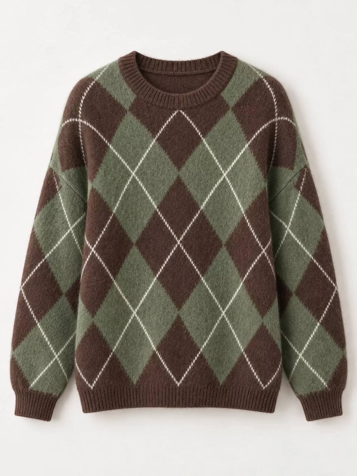 Argyle fuzzy knit sweater, women's relaxed fit - view 25
