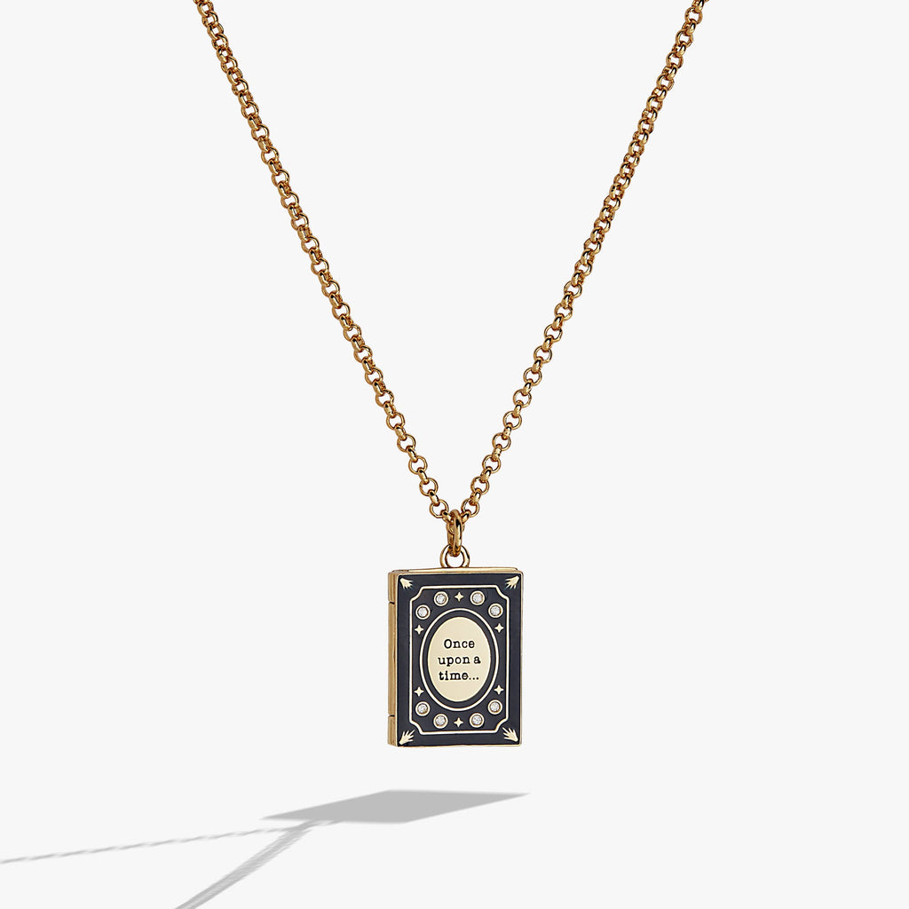Book Club Locket Pendant Necklace closed view