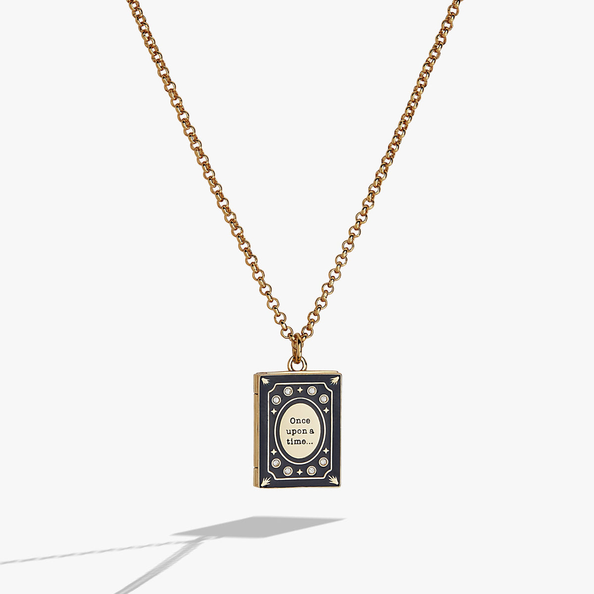 Book Club Locket Pendant Necklace closed view