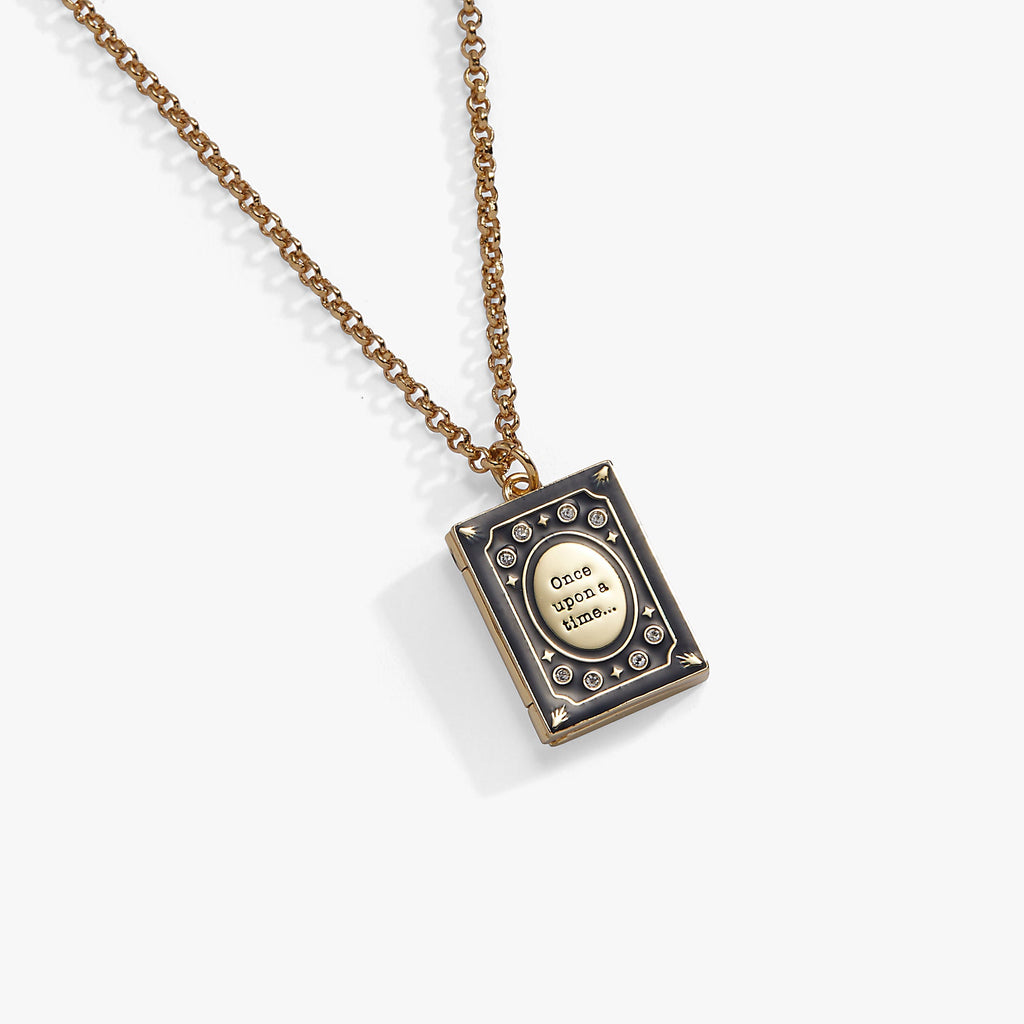 Book Club Locket Pendant Necklace worn