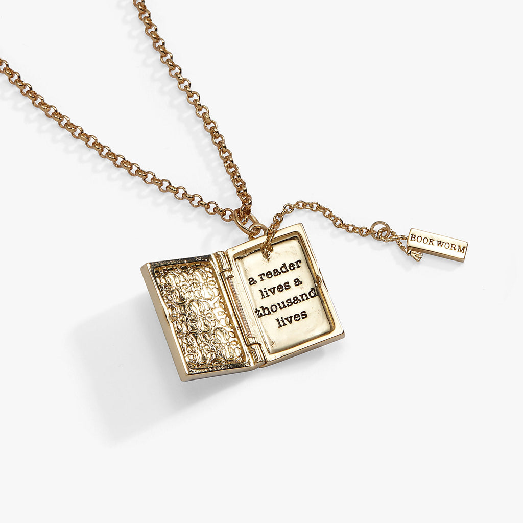 Book Club Locket Pendant Necklace close-up