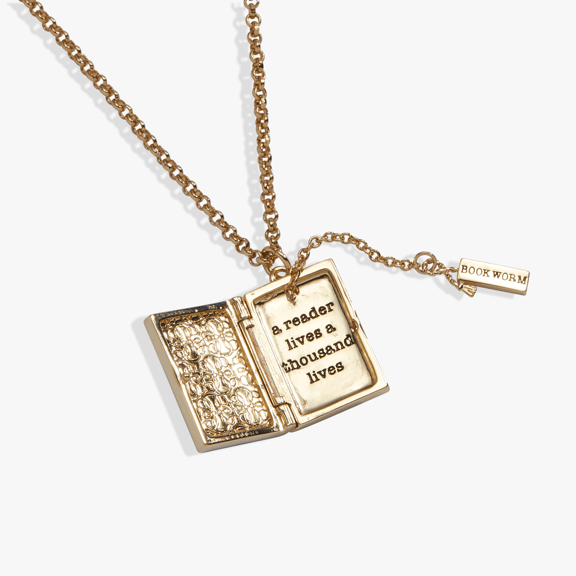 Book Club Locket Pendant Necklace open view