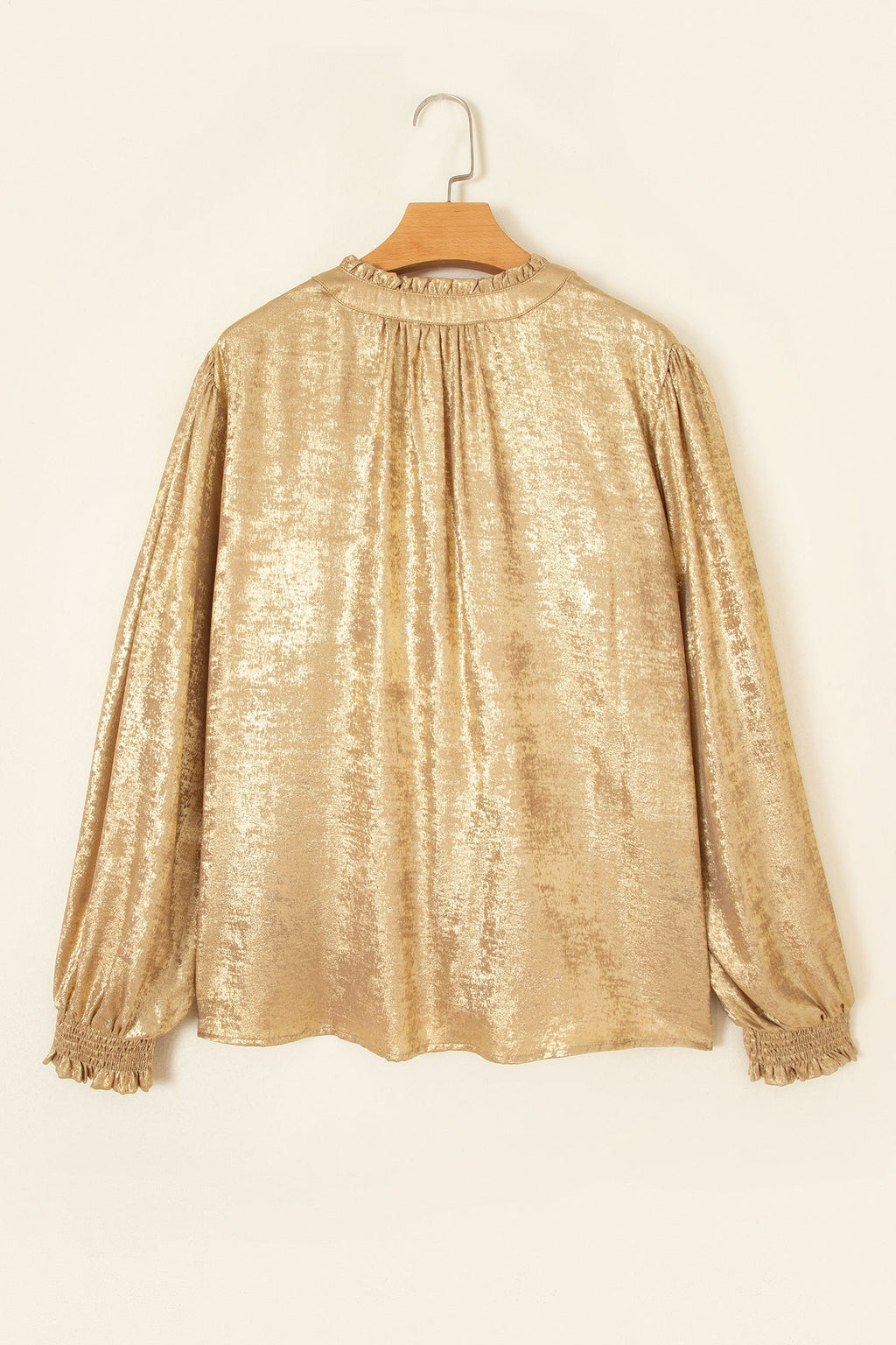 Gold metallic blouse styled look