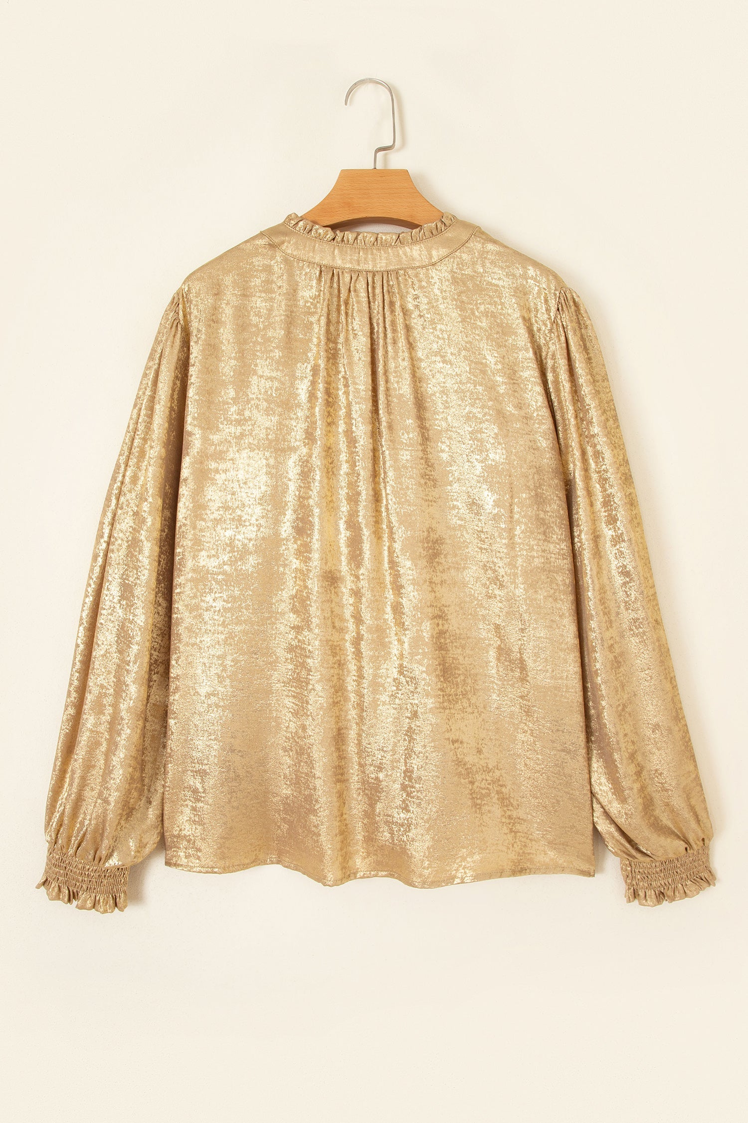 Gold metallic blouse styled look