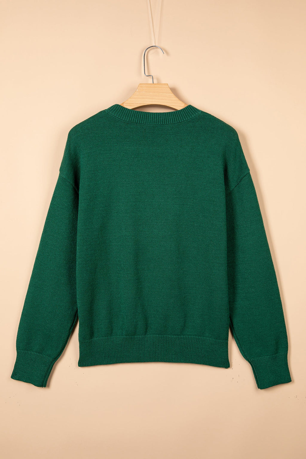 Christmas Dog Embroidered Sweater in blackish green, styled view