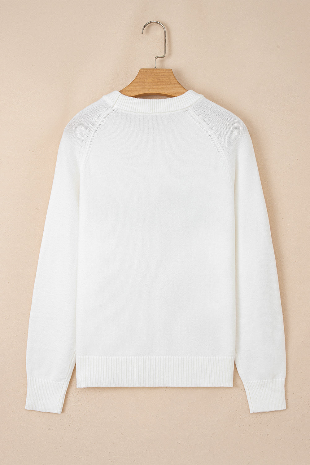 MERRY Raglan Long Sleeve Christmas Sweater, detail view alternate color