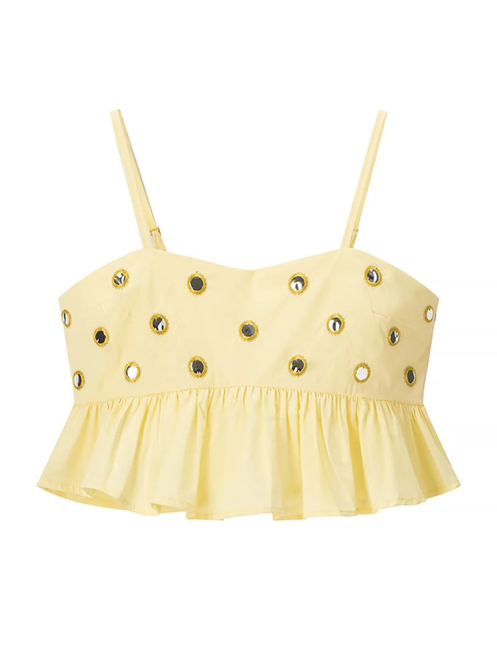 Eyelet Cami and Bubble Skirt Set - cutout ruffled two-piece set, view 3