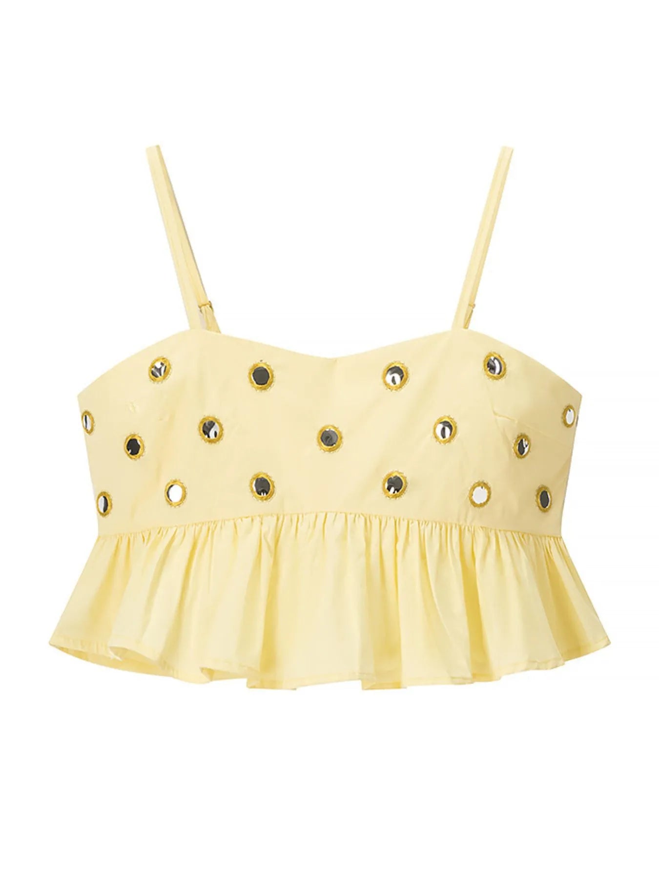 Eyelet Cami and Bubble Skirt Set - cutout ruffled two-piece set, view 3