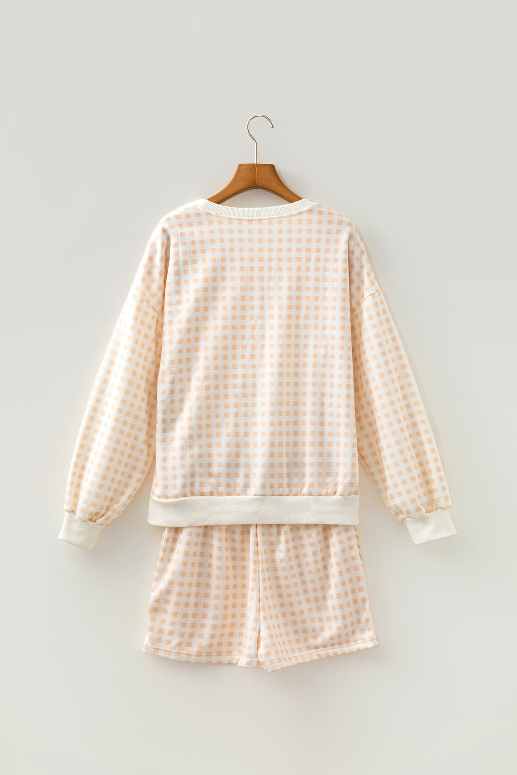 Gingham plaid set elastic waistband detail