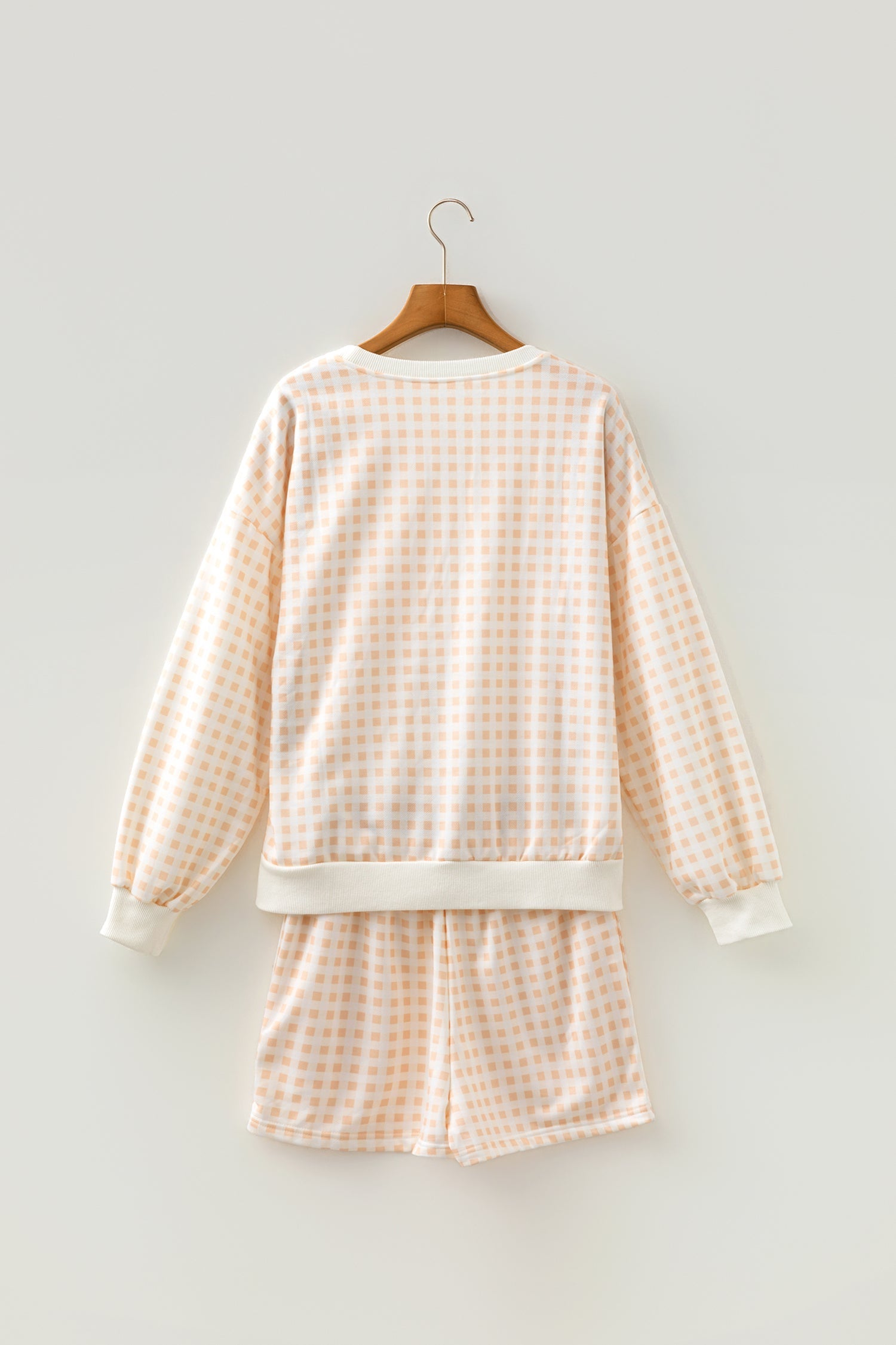 Gingham plaid set elastic waistband detail