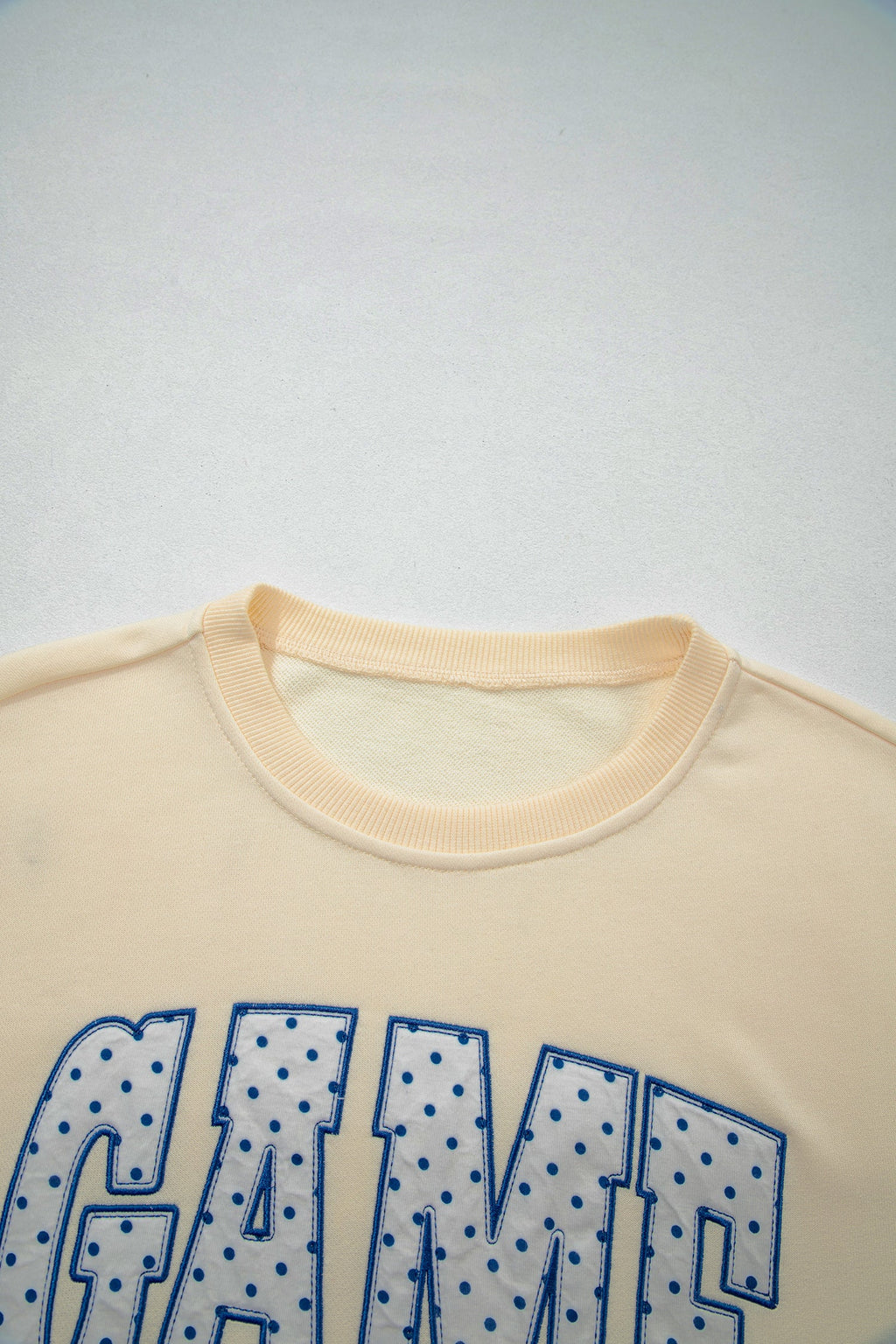 Game Day crew neck sweatshirt and shorts set in Beige, back view