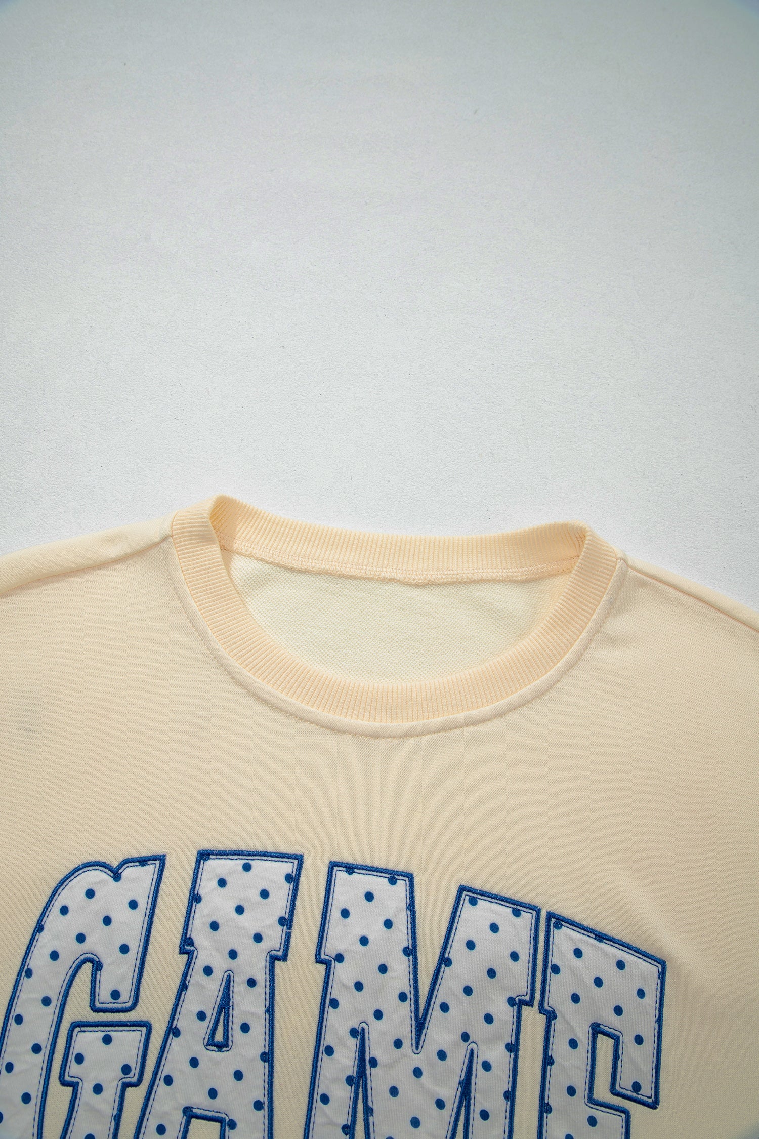 Game Day crew neck sweatshirt and shorts set in Beige, back view
