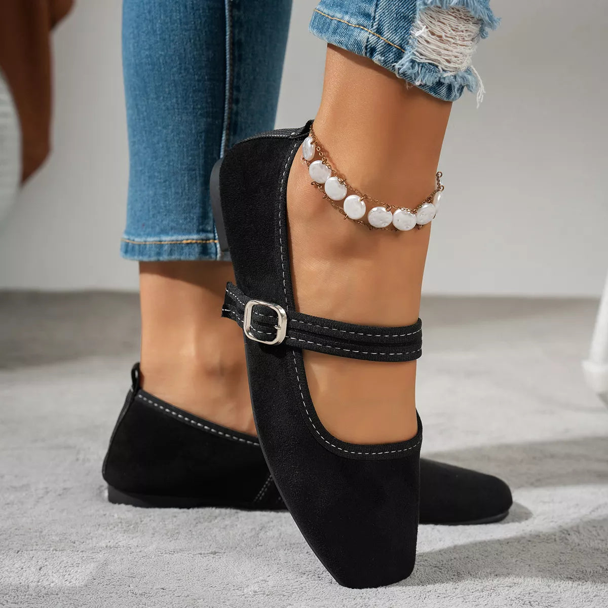 Square toe slip-on flats, alternate view
