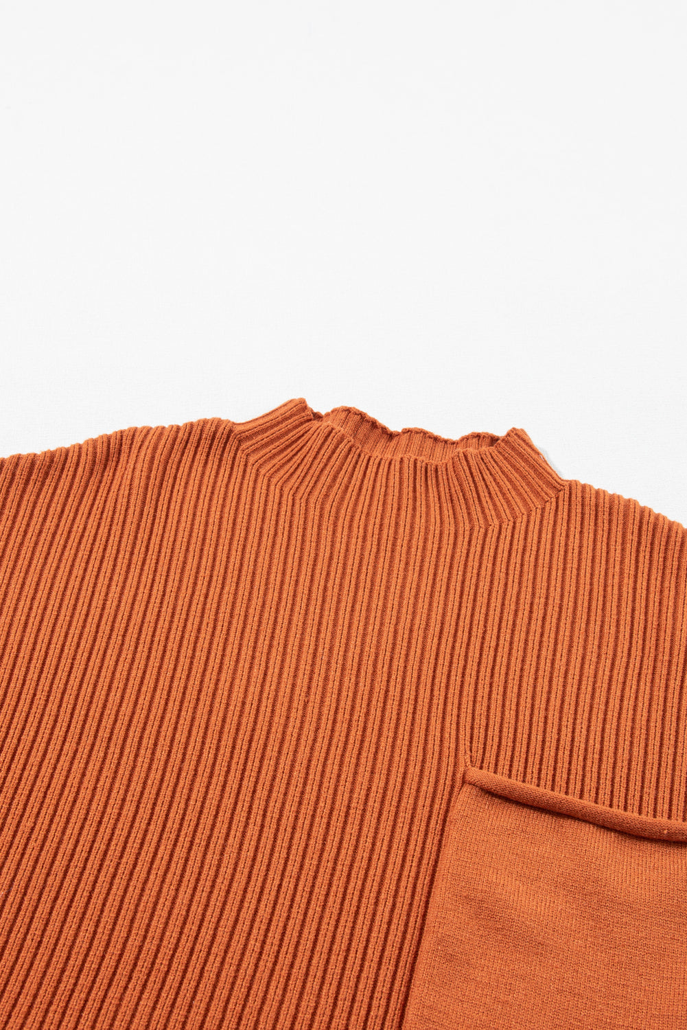 Ribbed Knit Patch Pocket Short Sleeve Top