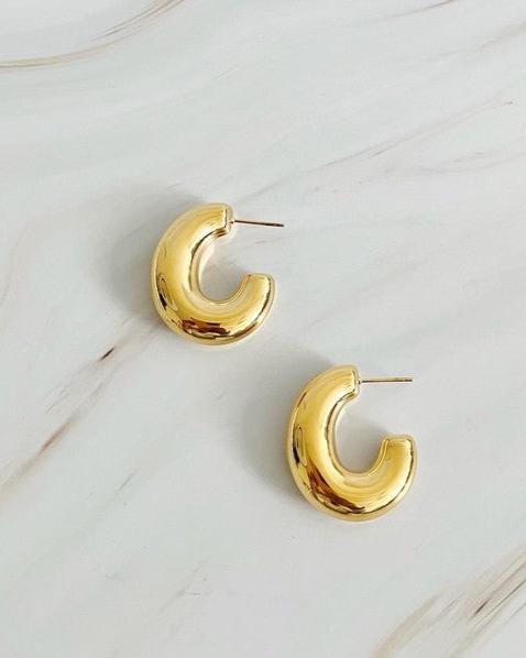 Golden Object Oval Hoop Earrings