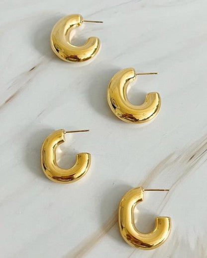 Golden Object Oval Hoop Earrings