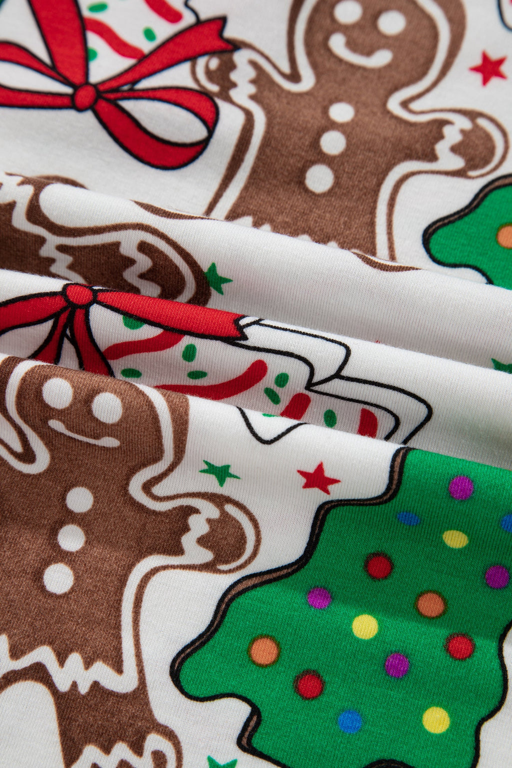 Christmas V-Neck Pullover Pajama Set in white and pink, alternate view