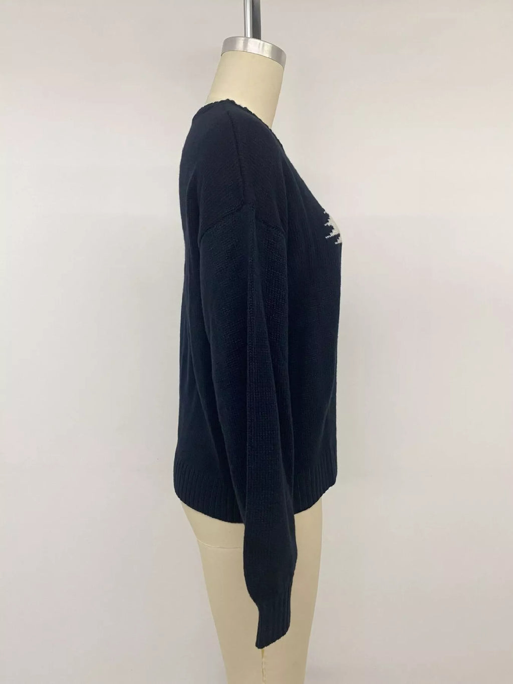 Swan drop shoulder sweater in navy, view 11