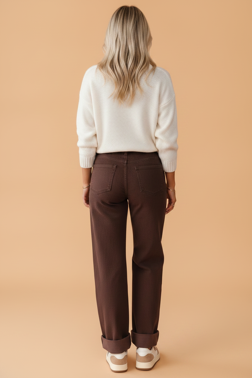 Studded Side Seam Ankle Jeans in coffee, detail