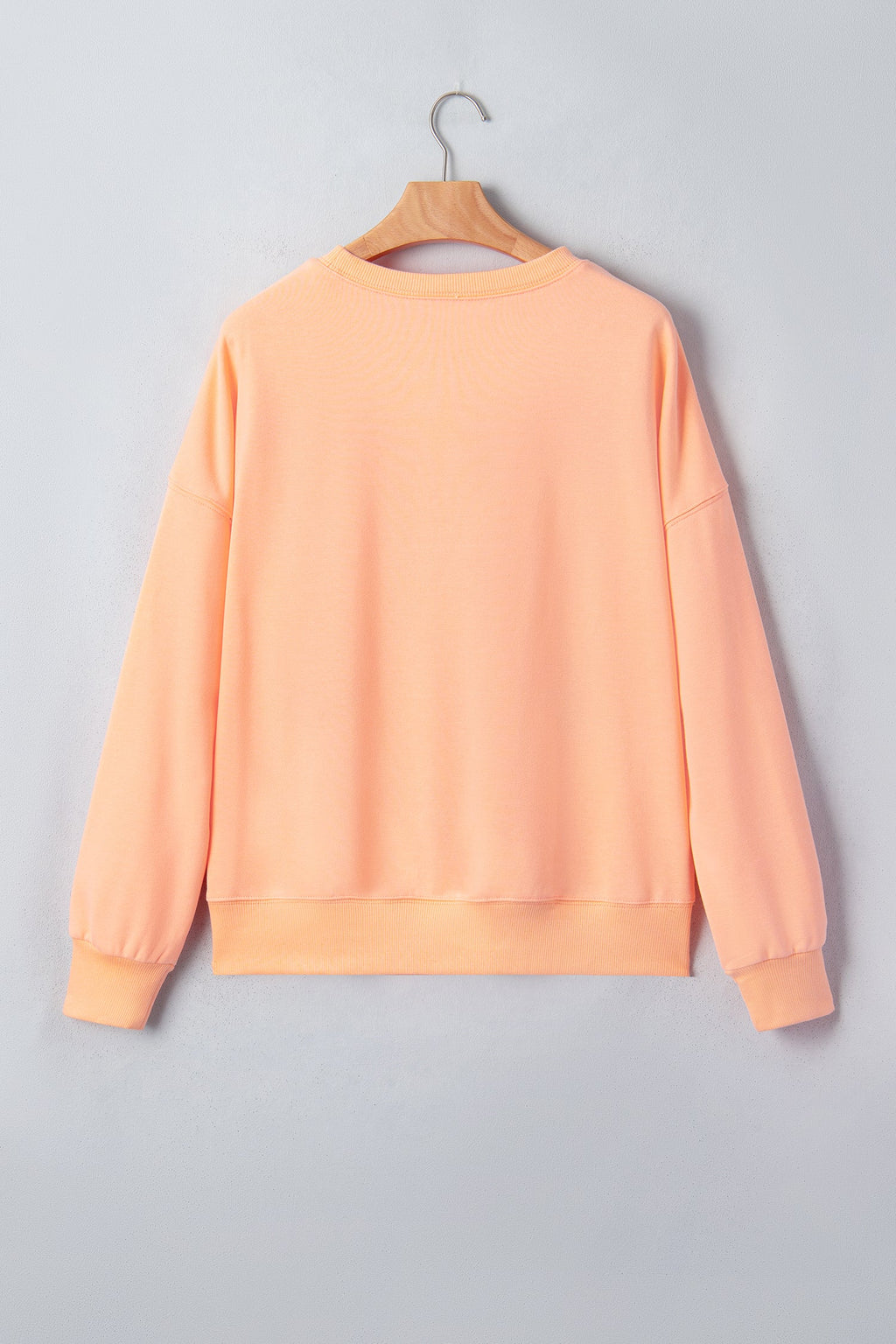 Halloween Embroidered Jack-O-Lantern Drop Shoulder Sweatshirt, styled view