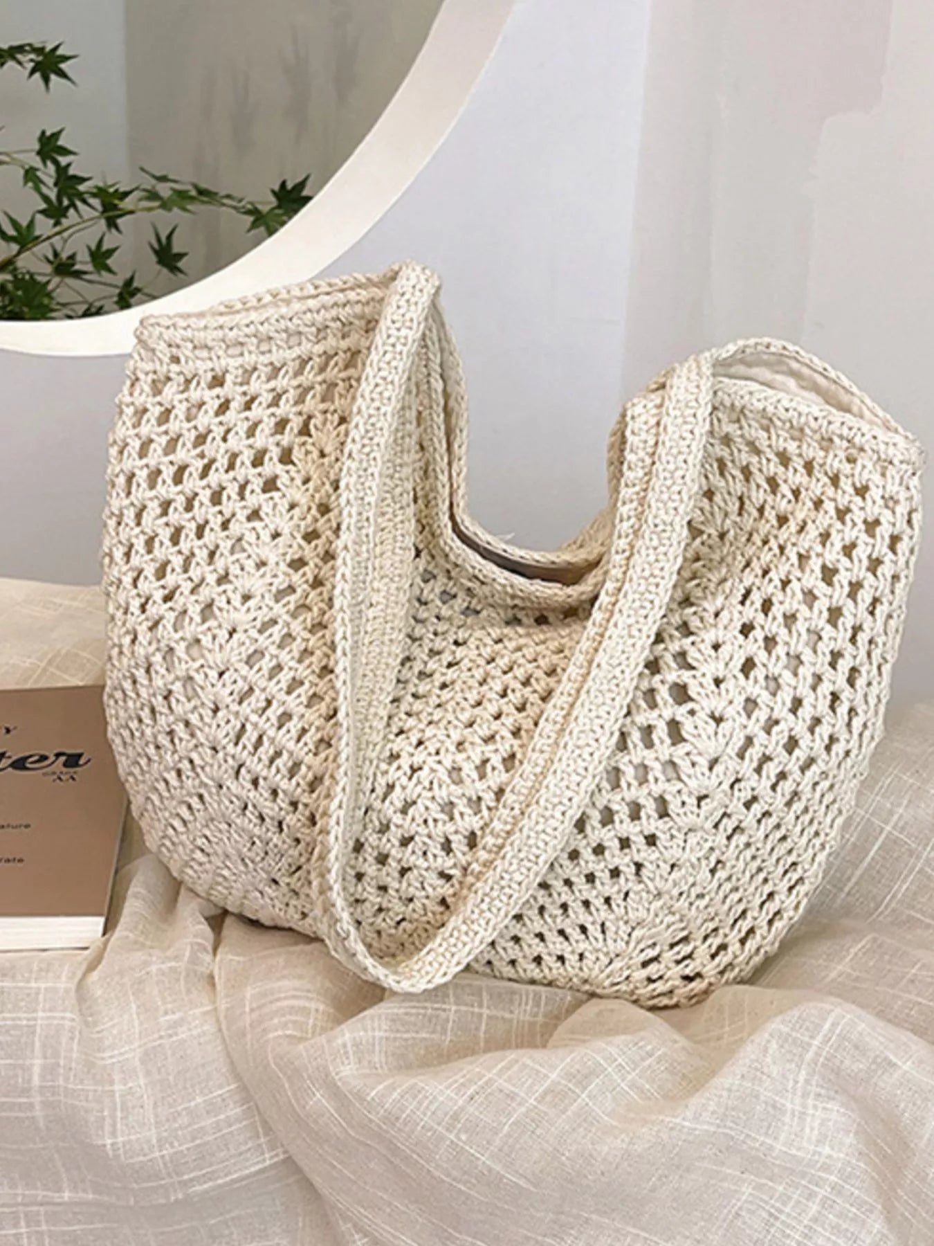 Woven Straw Shoulder Bag - flat lay all three colorways