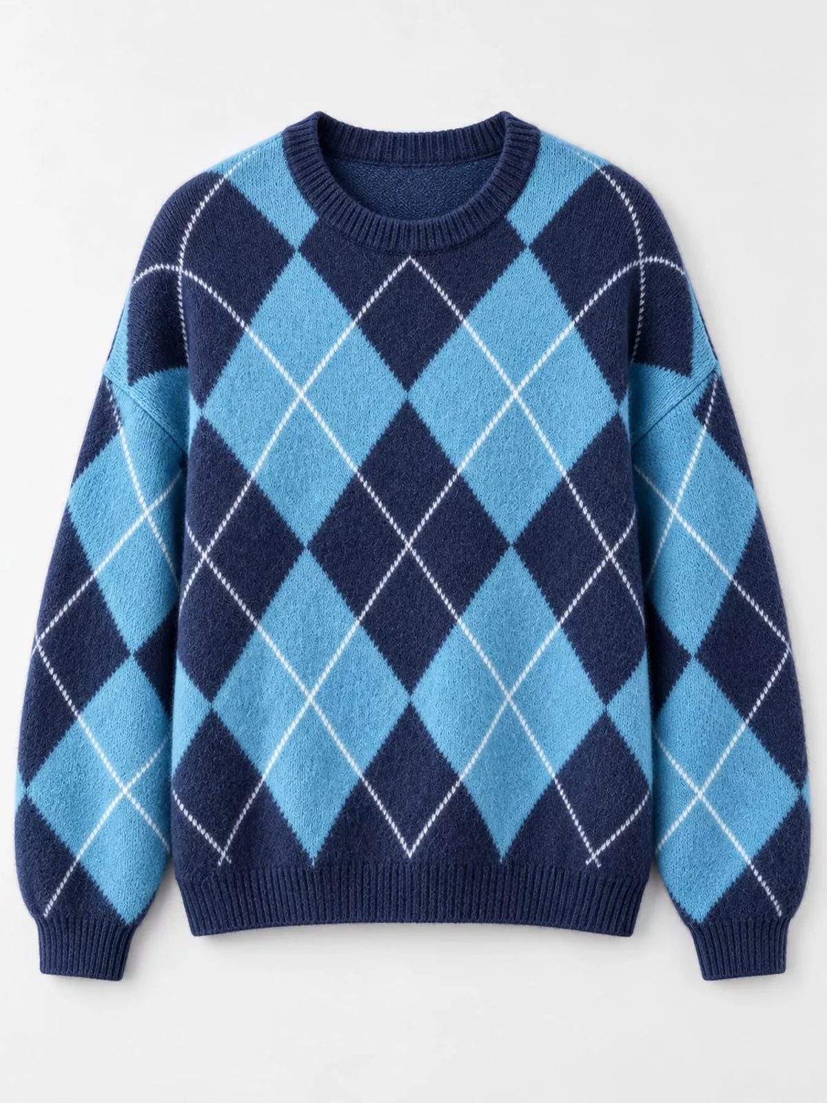 Argyle fuzzy knit sweater, women's relaxed fit - view 29