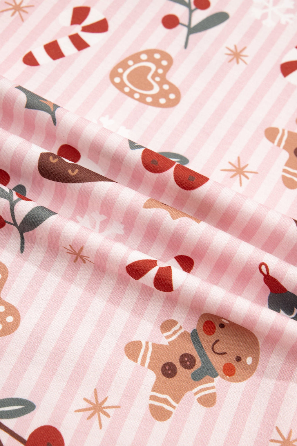 Christmas Stripe Top & Shorts Pajama Set in pink, alternate view