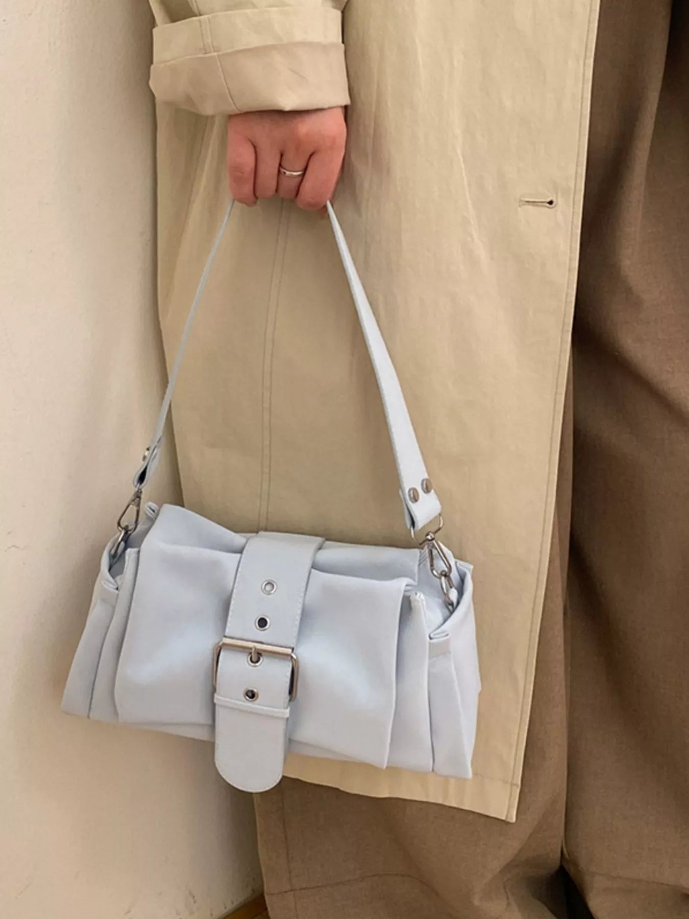 Buckle Detail Crossbody Bag - PU leather crossbody bag, view 4
