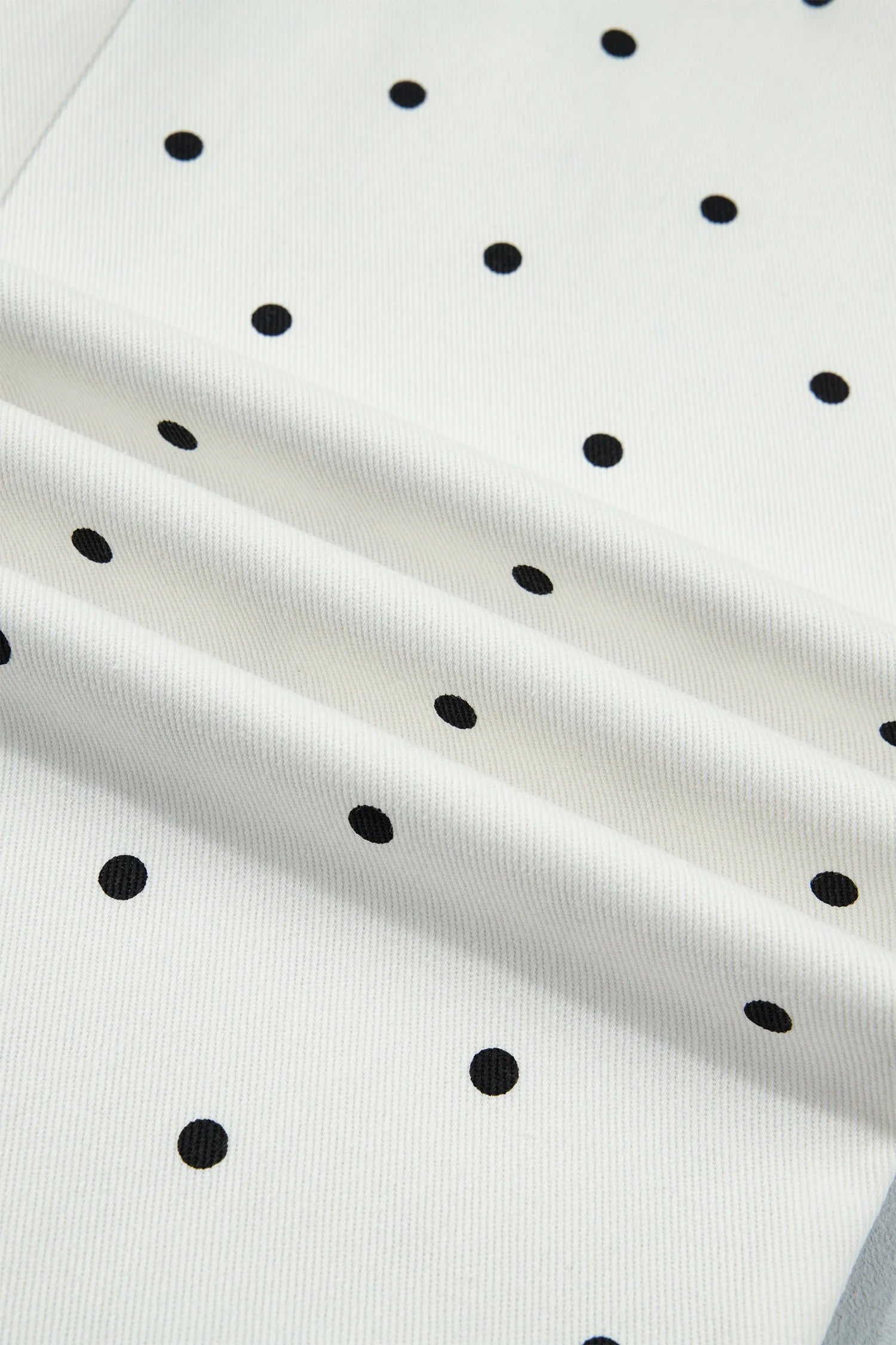 Polka Dot Denim Scalloped Patch Pocket Pants - styled with tucked in blouse