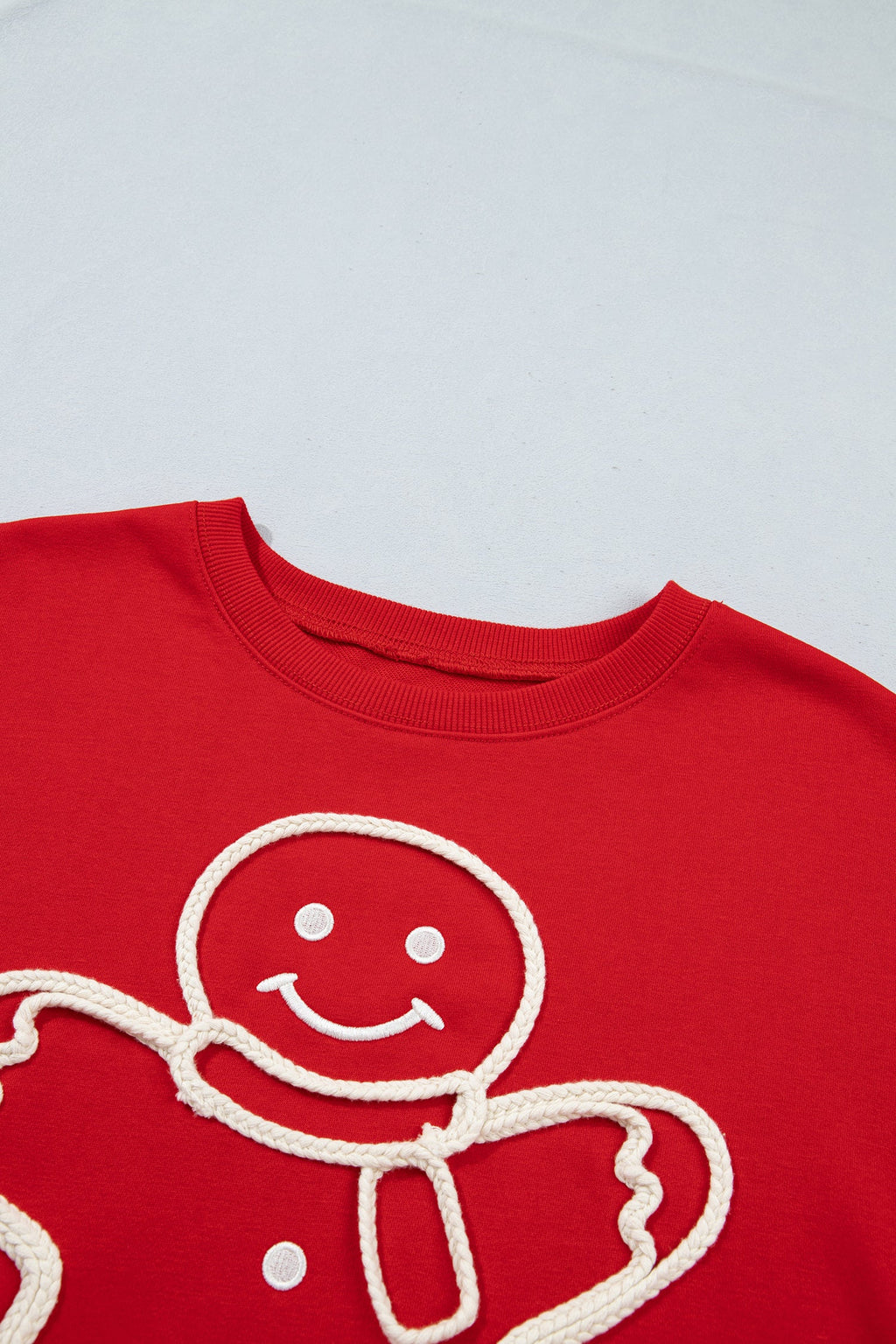 Christmas Gingerbread Embroidered Sweatshirt in fiery red, back view