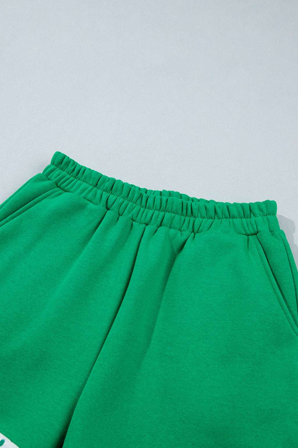 Polka Dot Gingham Trim Sweatshirt & Shorts Set in bright green, side view