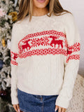 Cream reindeer cable knit Christmas sweater - view 1