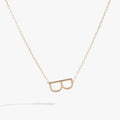 Initial B Precious Elongated Necklace in Gold - B initial pendant on adjustable chain