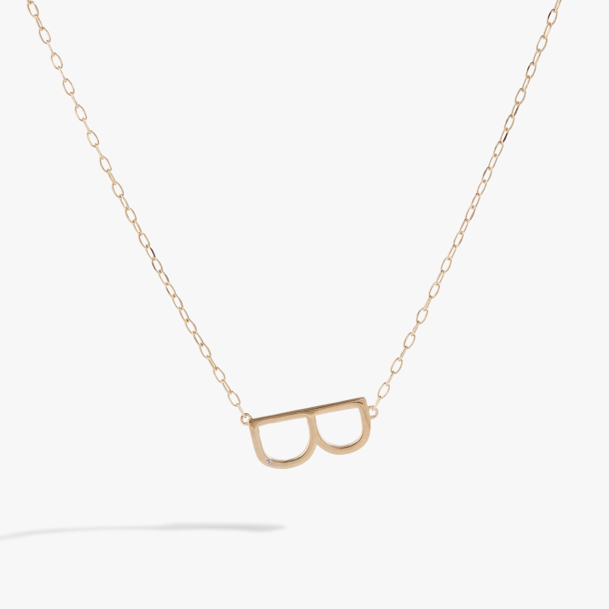 Initial B Precious Elongated Necklace in Gold - B initial pendant on adjustable chain