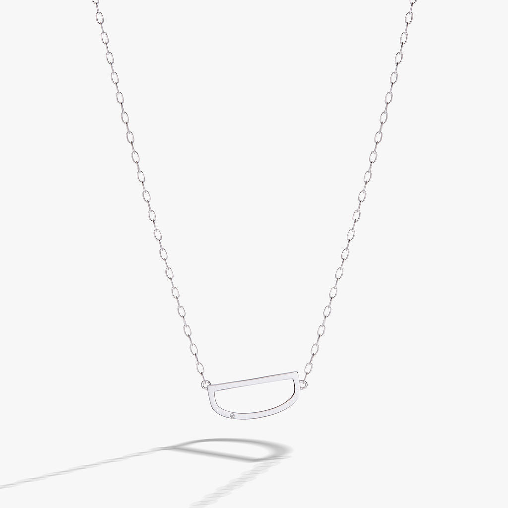 Initial D Precious Elongated Necklace in Sterling Silver - D initial pendant on adjustable chain