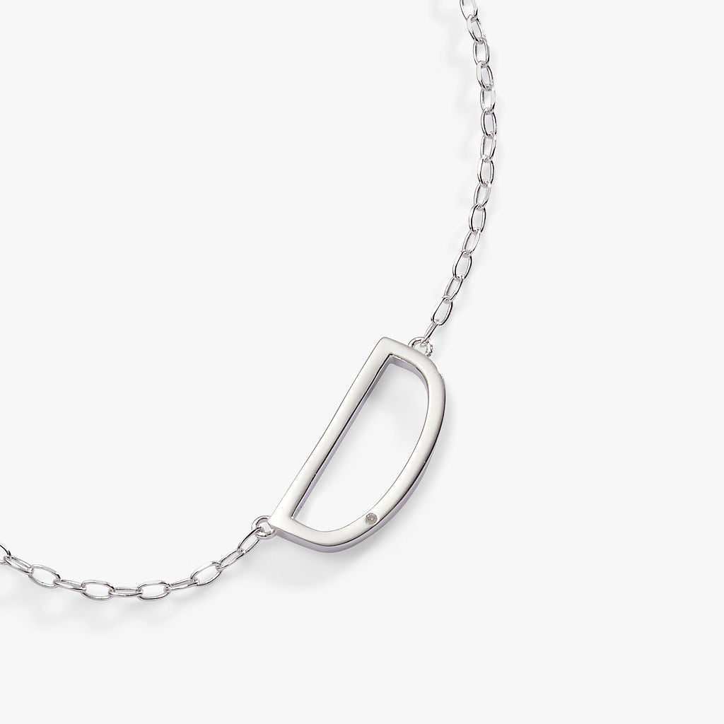 Initial D Precious Elongated Necklace in Gold