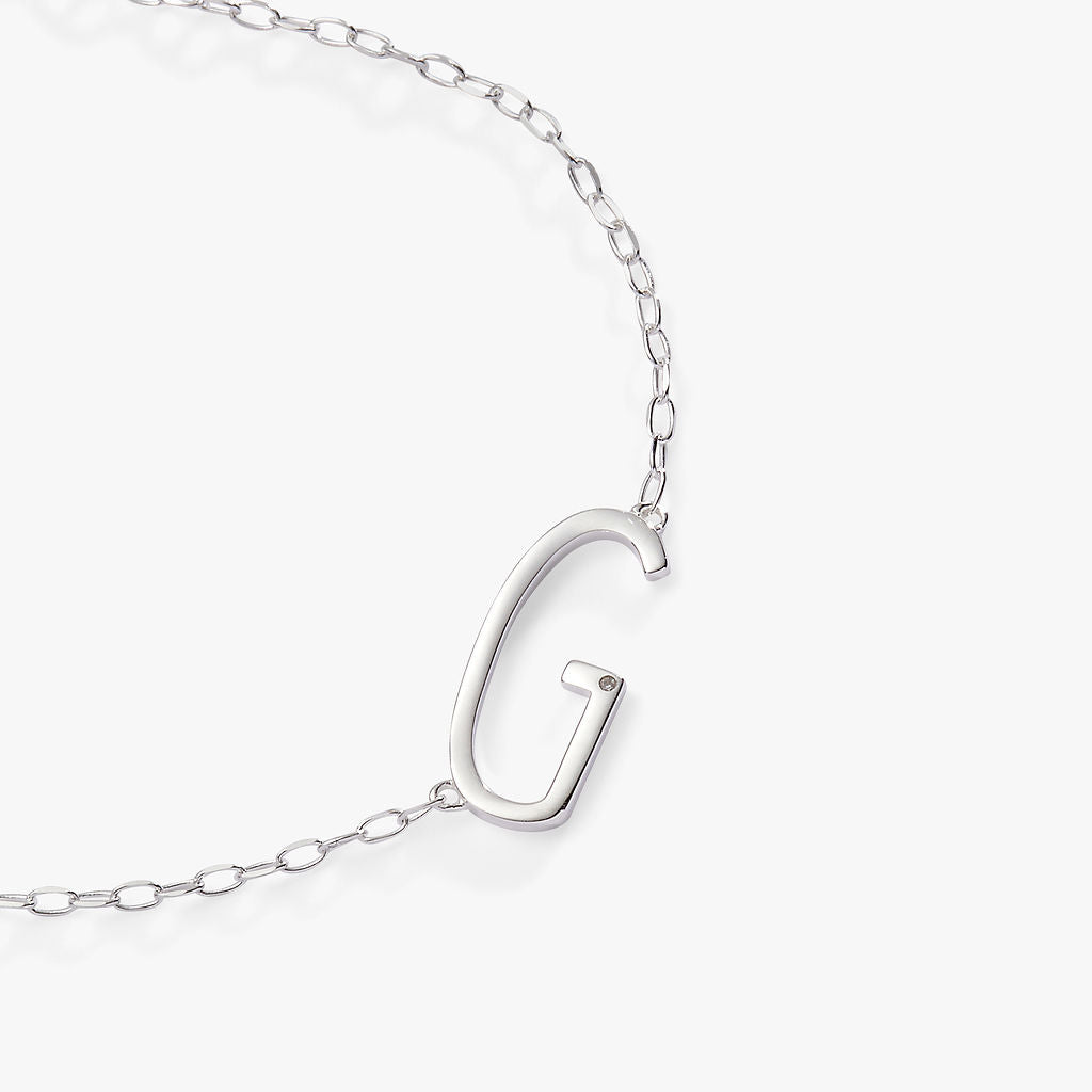 Initial G Precious Elongated Necklace in Gold