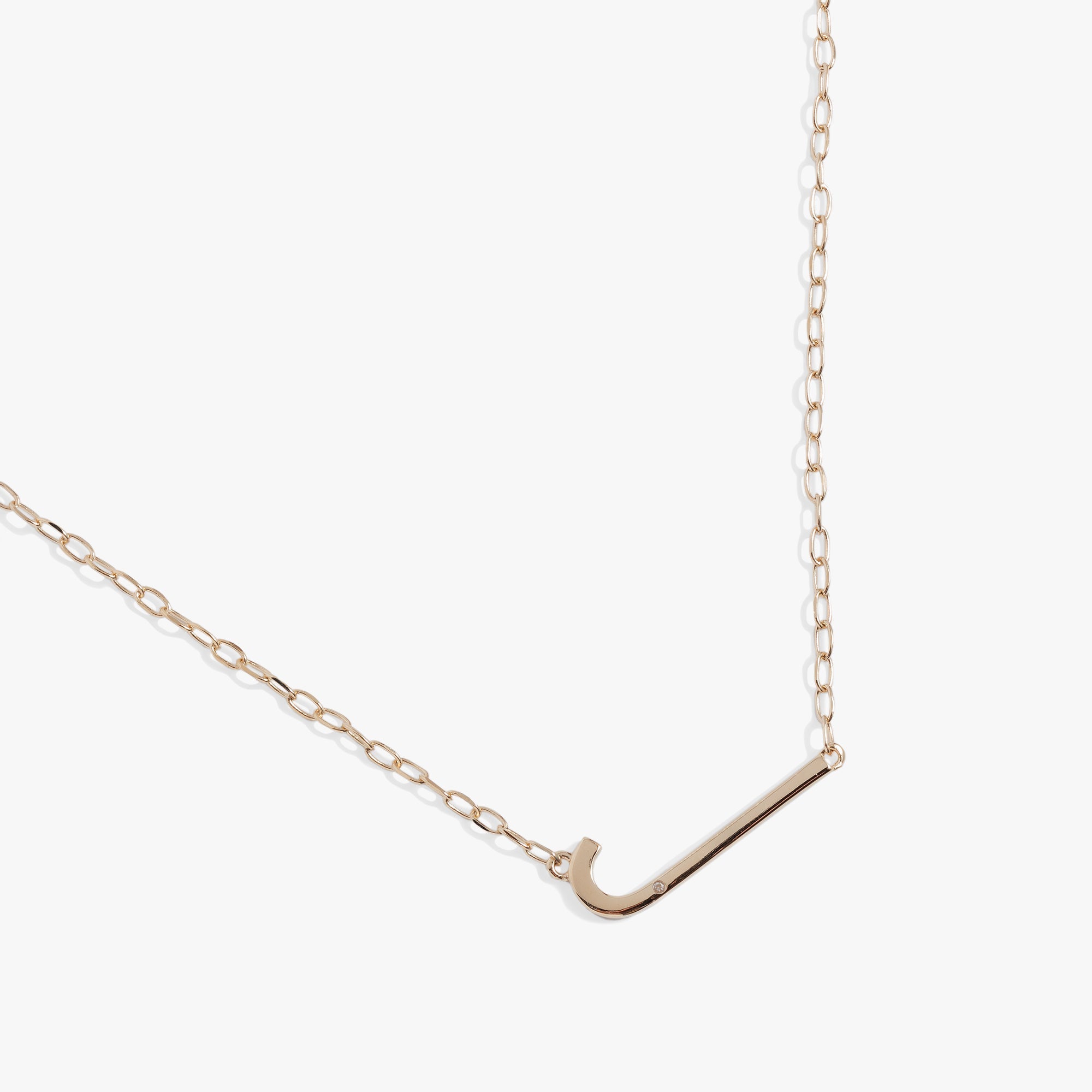 Initial J Precious Elongated Necklace in Sterling Silver