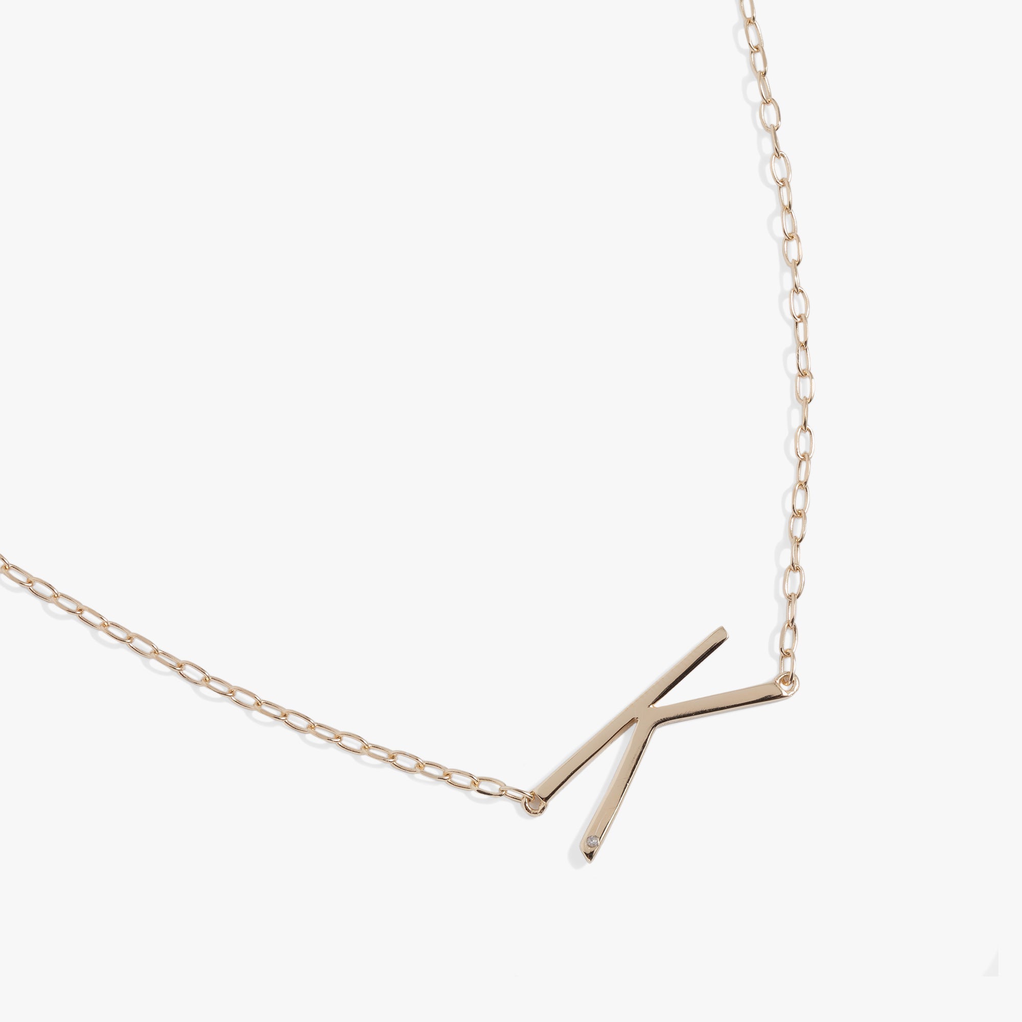 Initial K Precious Elongated Necklace in Sterling Silver