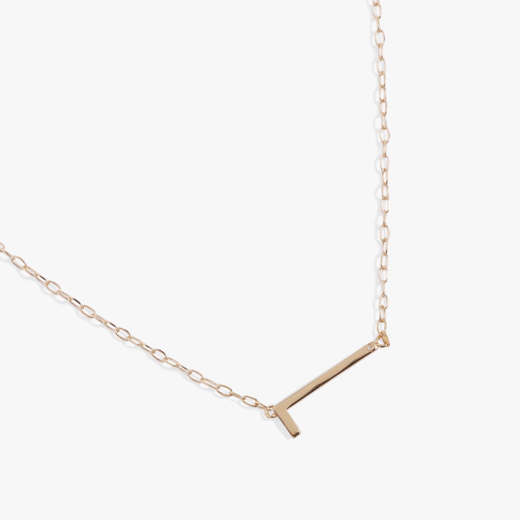 Initial L Precious Elongated Necklace in Sterling Silver