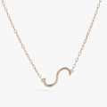 Initial S Precious Elongated Necklace in Gold - S initial pendant on adjustable chain