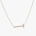 Initial T Precious Elongated Necklace in Gold - T initial pendant on adjustable chain