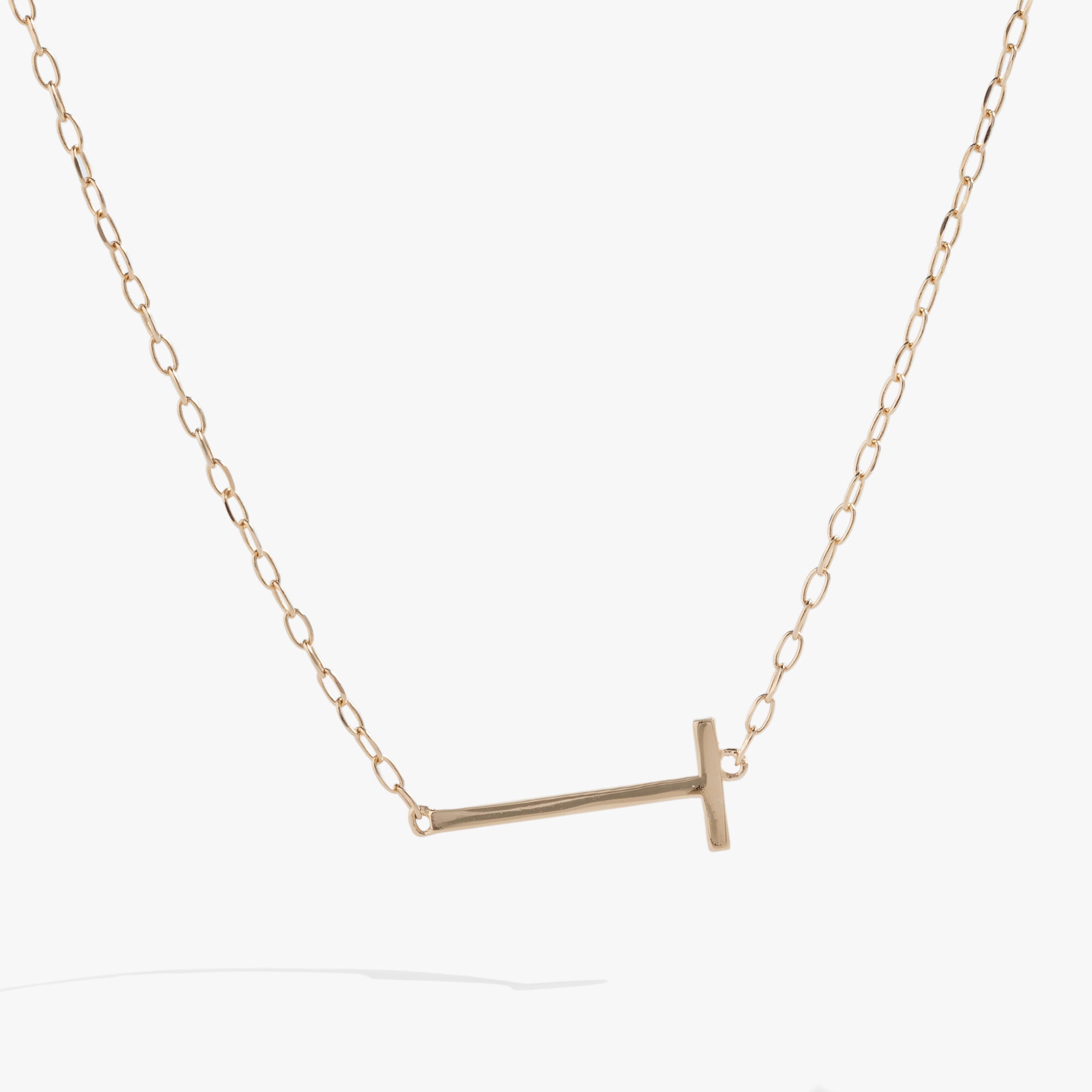 Initial T Precious Elongated Necklace in Gold - T initial pendant on adjustable chain